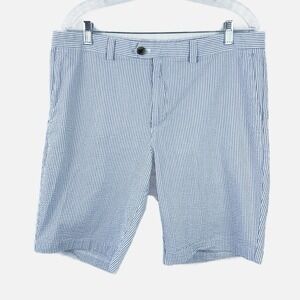 BANANA REPUBLIC Mens Preppy Blu Striped Seersucker Aiden Club Cotton Short Sz 34